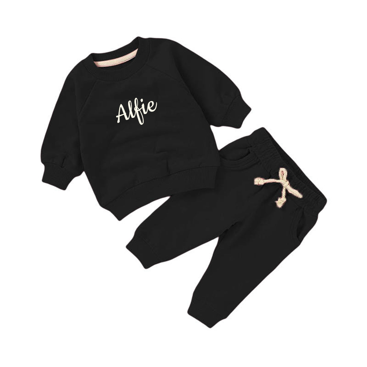 Personalised Organic Cotton Tracksuit Black