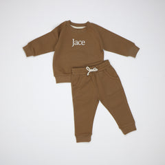 Personalised Organic Cotton Tracksuit - Mocha
