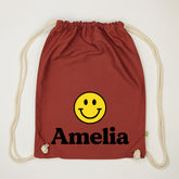 Personalised Organic Drawstring Bag - Smiley