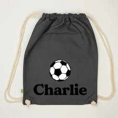 Personalised Organic Drawstring Bag - Football